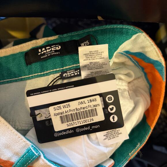 nwt Jaded London Abstract Art Print Boyfriend Jeans Multicolor size 25 W25 - Picture 10 of 10